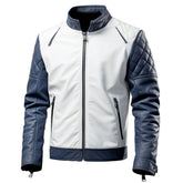 Café Racer Motorrad-Lederjacke aus Schaffell mit Rautensteppung für Herren